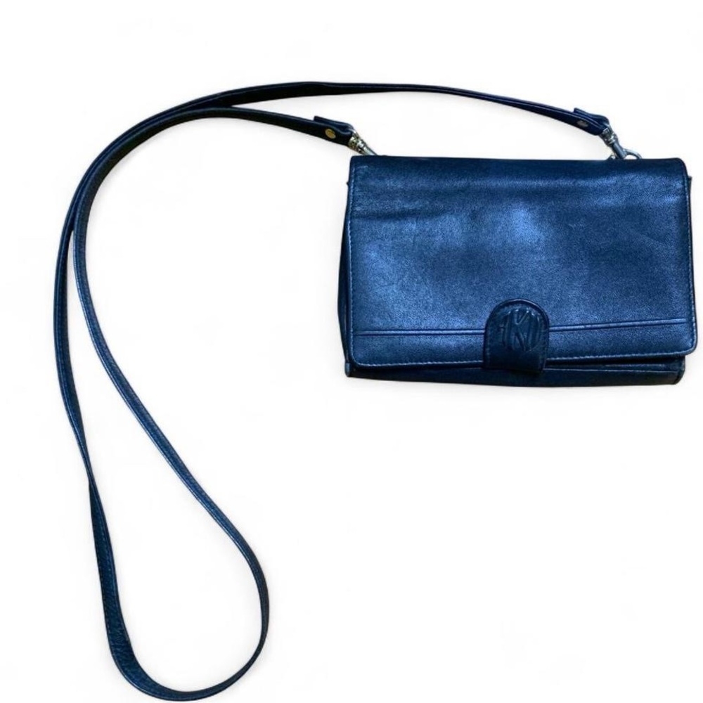 Black Leather Crossbody Bag - Unbranded